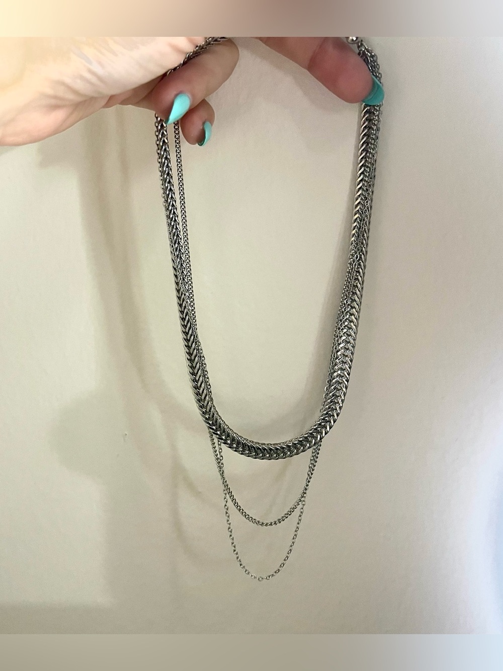 Multi-Layer Silver Chain Necklace